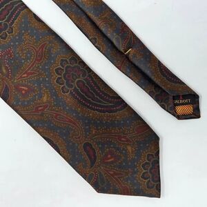 ROBERT TALBOTT SILK TIE GRAY ORANGE PAISLEY SATIN SMOOTH 3" X 59"